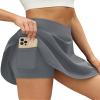 LouKeith Tennis Skirts for Women Pleated Crossover High Waisted Athletic Workout Golf Skorts Skirts with Shorts Pocket Gray S view 4