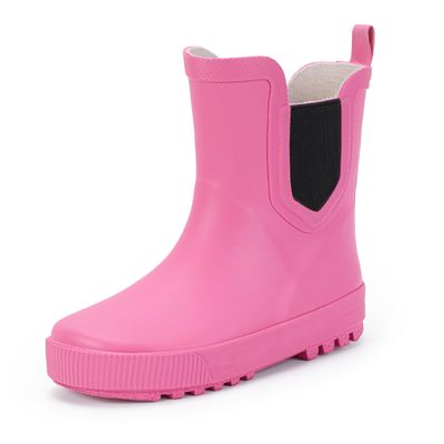 Hehainom Girls Rain Boots Toddler Kids Rain Boots Size 11 Hot Pink Waterproof Rainboots Easy-on Light Weight Chelsea Rain Shoes