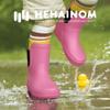Hehainom Girls Rain Boots Toddler Kids Rain Boots Size 11 Hot Pink Waterproof Rainboots Easy-on Light Weight Chelsea Rain Shoes view 2