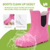 Hehainom Girls Rain Boots Toddler Kids Rain Boots Size 11 Hot Pink Waterproof Rainboots Easy-on Light Weight Chelsea Rain Shoes view 4