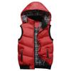 SWJGLITTR Men's Hooded Warm Vest Outdoor Sleeveless Stand Collar Jacket Thick Casual Padded Color Block Vest With Hood (Medium,Red) view 1