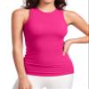 CRZ YOGA High Crewneck Racerback Tank Tops for Womens Stretchy Fitted Workout Casual Sleeveless Tight Shirts Granita Pink X-Small view 1