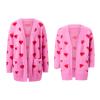 Mommy and Me Valentines Day Open Front Sweater Crewneck Long Sleeve Love Heart Cardigan Outerwear Coats (Girls, Pink, 10-11 Years) view 1