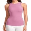 CRZ YOGA High Crewneck Racerback Tank Tops for Womens Stretchy Fitted Workout Casual Sleeveless Tight Shirts Velvet Dust XX-Small view 1