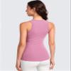CRZ YOGA High Crewneck Racerback Tank Tops for Womens Stretchy Fitted Workout Casual Sleeveless Tight Shirts Velvet Dust XX-Small view 2