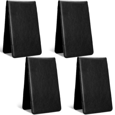 Honoson 4 Pcs Golf Scorecard Holder PU Leather Golf Yardage Book Cover Scorecard Book Score Holder Protector Gift Accessories, 4.3 x 7 Inches(Black)