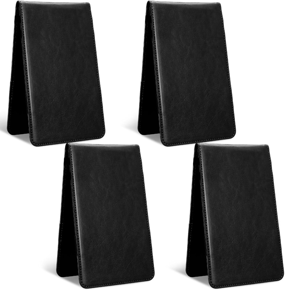 Honoson 4 Pcs Golf Scorecard Holder PU Leather Golf Yardage Book Cover Scorecard Book Score Holder Protector Gift Accessories, 4.3 x 7 Inches(Black)