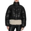 Women's Oversized Cropped Puffer Jacket Trendy Quilted Bomber Jacket Short Winter Stand Collar Zip Up Warm Down Coats view 1