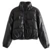 Women's Oversized Cropped Puffer Jacket Trendy Quilted Bomber Jacket Short Winter Stand Collar Zip Up Warm Down Coats view 4