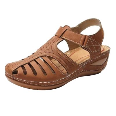 Women's Closed Toe Sandals, Comfortable Bohemia Vintage Casual Orthopedic Shoes, Soft Hollow Wedges Shoes for Shopping Beach Party