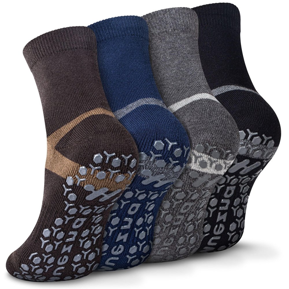 Muezna Men's Non-Slip Yoga Socks, Anti-Skid Pilates, Barre, Bikram Fitness Hospital Slipper Socks with Grips