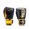 Yuth Sport Gear Gold Line Muay Thai Gloves | Thai Boxing Pro Training Sparring Gloves | Light Weight Shock Absorbent MMA Kickboxing Thai Boxing Gloves | Premium Muay Thai Boxing Gloves Black/Gold, 8oz view 1