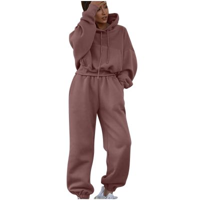 Lastesso Plus Size Loungewear Plus Size Loungewear Womens Casual Size Long Sleeve Sweatshirts Baggy Long Sweatpants Jogger Sets 2 Piece Outfits Lounge Sets Brown L