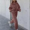 Lastesso Plus Size Loungewear Plus Size Loungewear Womens Casual Size Long Sleeve Sweatshirts Baggy Long Sweatpants Jogger Sets 2 Piece Outfits Lounge Sets Brown L view 3