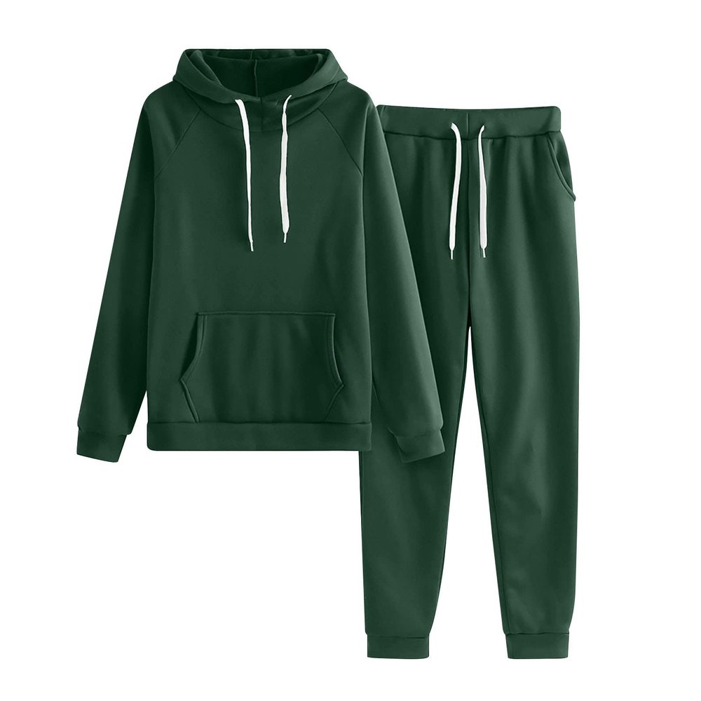 Lastesso Sweatsuit for Women Matching Lounge Set Relaxed Long Sleeve Sweatshirts 2 Piece Set Baggy Long Sweatpants Solid Loose Fit Sweatsuits Warm Lounge Sets for Women Green XL