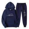 Lastesso Women Suits 2 Piece Set Jogger Sets for Women 2 Piece Baggy Fit Funny Heart Print Track Suits Soft Solid Color Sweatsuits Set with Pockets Womens Sweatsuit Navy 3X view 1
