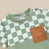 Toddler Baby Boy Summer Clothes Color Block Short Sleeve T-Shirt Tops Elastic Shorts 2Pcs Newborn Outfits (Green Plaid, 18-24 Months) view 3