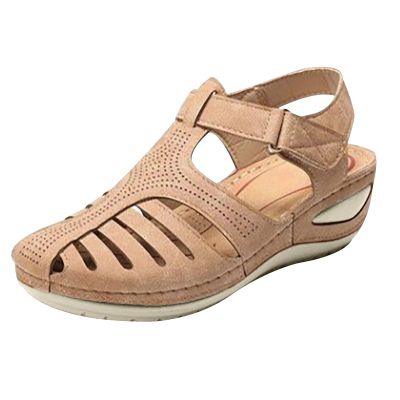 Women's Closed Toe Sandals, Comfortable Bohemia Vintage Casual Orthopedic Shoes, Soft Hollow Wedges Shoes for Shopping Beach Party