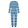 Lastesso Womens Matching Sweatsuit Set Track Suits for Women Set Stylish Stripes Sweatsuit Sets 2 Piece Loose Crewneck Long Sleeve Tops with Baggy Pants Pink 2 Piece Set for Women Blue 3X view 4
