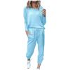 Lastesso Womens Sweatsuit Womens 2 Piece Sweatsuits Set Lightweight Loungewear Crewneck Loose Pullover Cozy Active Jogger Pants Soft Tracksuit Cozy Lounge Sets for Women 2 Piece Sky Blue M view 1
