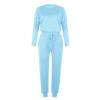 Lastesso Womens Sweatsuit Womens 2 Piece Sweatsuits Set Lightweight Loungewear Crewneck Loose Pullover Cozy Active Jogger Pants Soft Tracksuit Cozy Lounge Sets for Women 2 Piece Sky Blue M view 3