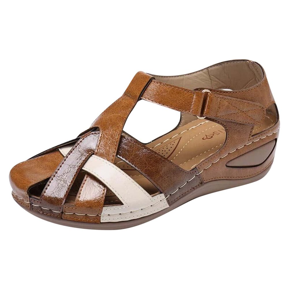 Womens Summer Sandals Casual Bohemia Gladiator Closed Toe Wedge Shoes Comfort Ankle Strap Slip On Platform Sandals