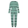 Lastesso Lounge Set Track Suits for Women Set Stylish Stripes Sweatsuit Sets 2 Piece Loose Crewneck Long Sleeve Tops with Baggy Pants Loungewear for Women Green 3X view 4