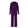 Lastesso Sweater Lounge Sets for Women Womens Knit Loungewear Set 2 Piece Ribbed Knit Loose Fit Lounge Wear Soft Hoodies Baggy Wid Leg Trousers Cozy Pajama Black 2 Piece Set for Women Purple L view 1