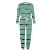 Lastesso Soft Lounge Sets for Women Track Suits for Women Set Stylish Stripes Sweatsuit Sets 2 Piece Loose Crewneck Long Sleeve Tops with Baggy Pants Womens Matching Lounge Set Green S view 3