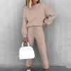 Lastesso Sweat Suit for Women 2 Piece Set Two Piece Loungewear Sets for Women Soft Spring Fall Outdoor Sweatsuits Csaual Size Solid Track Suits Outfits Womens Sweatsuits Khaki M view 2