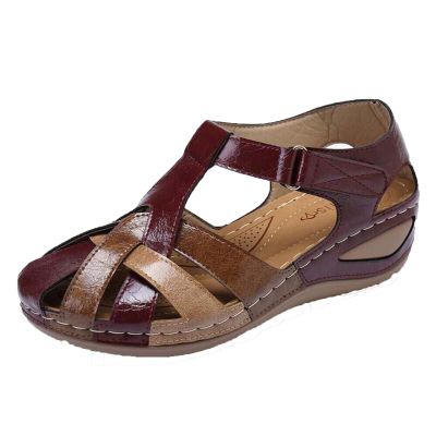 Women's Closed Toe Sandals, Comfortable Bohemia Vintage Casual Orthopedic Shoes, Soft Hollow Wedges Shoes for Shopping Beach Party