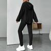 Lastesso Tracksuit Women 2 Piece Outfits Sweat Sets for Women 2 Piece Loose Crewneck Pullovers Skinny Sports Pants Gym Yoga Solid Track Suits Outfits Set Ladies Sweatsuits Black L view 3