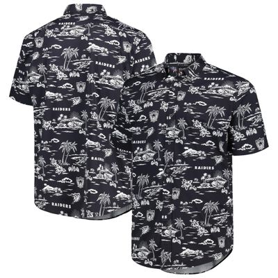 Reyn Spooner Men's Black Las Vegas Raiders Throwback Kekai-Print Button-Up Shirt, Small
