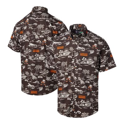 Reyn Spooner Men's Brown Cleveland Browns Throwback Kekai-Print Button-Up Shirt