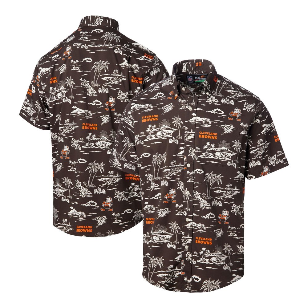 Reyn Spooner Men's Brown Cleveland Browns Throwback Kekai-Print Button-Up Shirt