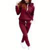 Lastesso Warm Lounge Sets for Women Lounge Set Women Loose Fit Drawstring Hoodies with Pockets Jogger Pants Gym Yoga Tracksuits Sweatsuits Outfits Pink 2 Piece Set for Women Red L view 1