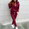 Lastesso Warm Lounge Sets for Women Lounge Set Women Loose Fit Drawstring Hoodies with Pockets Jogger Pants Gym Yoga Tracksuits Sweatsuits Outfits Pink 2 Piece Set for Women Red L view 2
