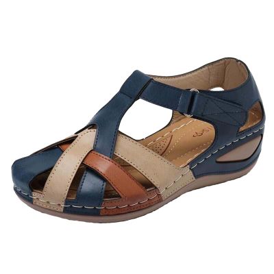 Women's Closed Toe Sandals, Comfortable Bohemia Vintage Casual Orthopedic Shoes, Soft Hollow Wedges Shoes for Shopping Beach Party
