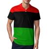Pan African Flag Men's Golf Polo-Shirt Casual Short Sleeve T-Shirt Button Down Slim Fit Tee Tops 2XL view 1