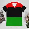 Pan African Flag Men's Golf Polo-Shirt Casual Short Sleeve T-Shirt Button Down Slim Fit Tee Tops 2XL view 3