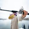 Nomad Design Squidtrex Patented Vibrating Fishing Lure- Scent Added TPE Soft Plastic Lure for Saltwater w/Strong BKK Assist Hooks, Fishing Bait that Catches Many Species, 170mm, 8 3/4oz- Orange Tiger view 2