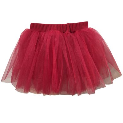 Girls Flower Tulle Skirt Princess Ballet Dance Dress Tutu Skirt Outwear for Baby Kids (Red, 18-24 Months)