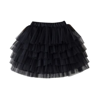 Little Girls Layered Tutu Skirt Elastic High Waist A-Line Swing Tulle Skirt Outfits Party Skirt (Black, 5-6 Years)
