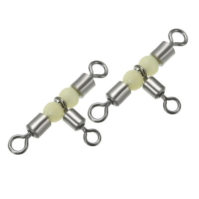 PATIKIL 3 Way Swivel 1.3x0.7 Inch, 30 Pack Cross Line T Turn Rolling Terminal Tackle with Luminous Beads for Catfish Surf Rig, Black