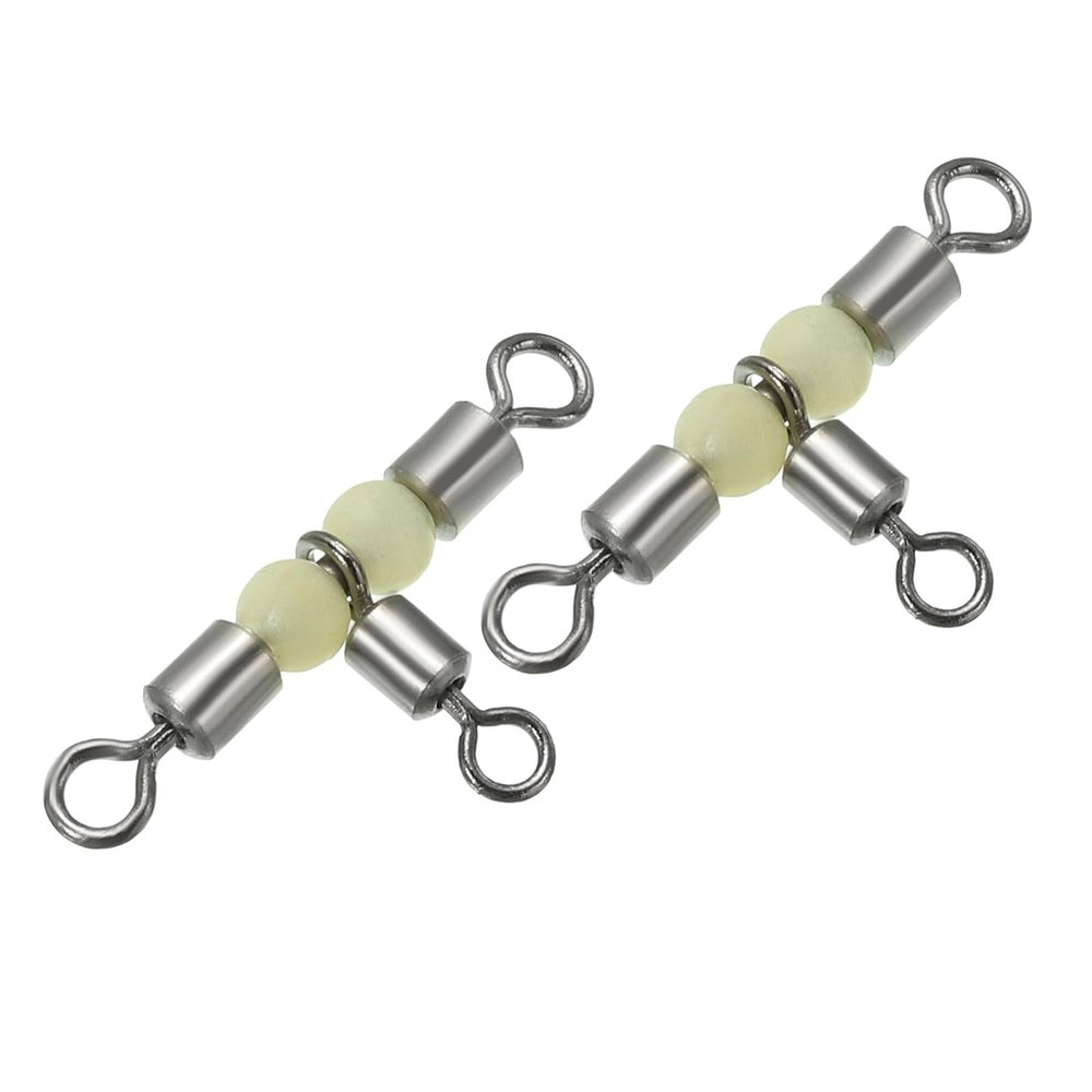 PATIKIL 3 Way Swivel 1.3x0.7 Inch, 30 Pack Cross Line T Turn Rolling Terminal Tackle with Luminous Beads for Catfish Surf Rig, Black