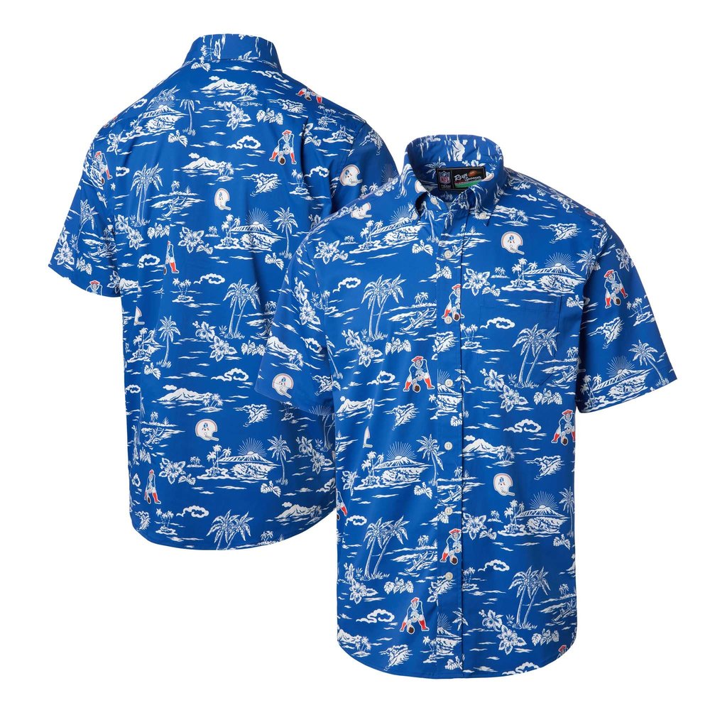 Reyn Spooner Men's Royal New England Patriots Throwback Kekai-Print Button-Up Shirt