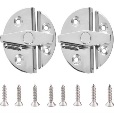 MerciL Boat Door Cabinet Hatch, 316 Stainless Steel Marine Door Latch Heavy Duty 2.16"" (55mm) Round Turn Button Twist Catch Latch Marine Hardware Accessories for Door Cabinet (2), Silver