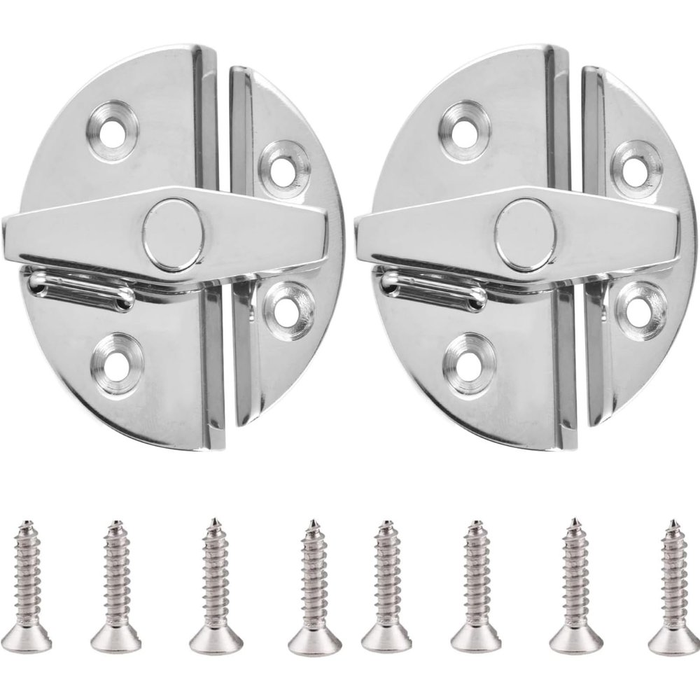MerciL Boat Door Cabinet Hatch, 316 Stainless Steel Marine Door Latch Heavy Duty 2.16"" (55mm) Round Turn Button Twist Catch Latch Marine Hardware Accessories for Door Cabinet (2), Silver