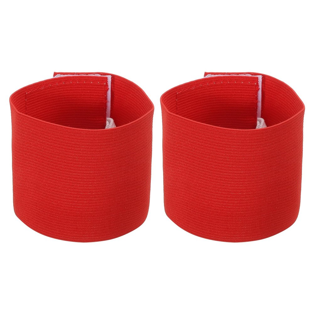 PATIKIL 9.4x2.5 Soccer Captain C Armband, 2 Pack Nylon Unisex Elastic Arm Band Adjustable for Youth Adult Team Training, Red