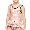 Julysand Girls One-Piece Swimsuit Dress Pink Coasy Cat Kitty Swimwear Ruffle Bow Bathing Suits for Toddler Girls wlt18G007-2y view 1